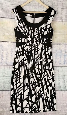 Vestido sin mangas London Times para dama negro blanco - talla 10 nuevo con etiquetas Foto 1 de 4