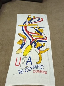 Vintage Goals 1996 Olympics Gymnastic Champions Beach Towel Bears - Picture 1 of 14