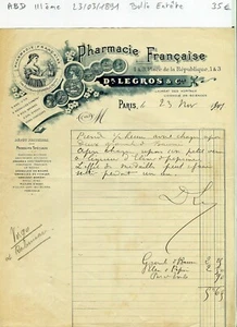 Paris III ème 3 Place de la République - Belle Entête Secteur Pharmacie de 1891 - Bild 1 von 1