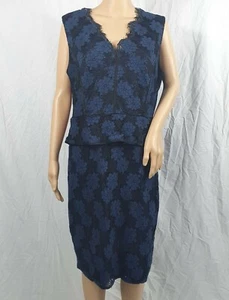 Phase Eight dunkelblau Schößchen Spitze Blumen Pencil Wiggle Kleid Gr UK 18 - Bild 1 von 12
