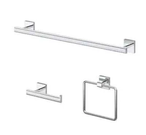 GATCO FORM Bath Hardware Set with Towel Bar in Chrome 3-Pieces 18 in. - Picture 1 of 4