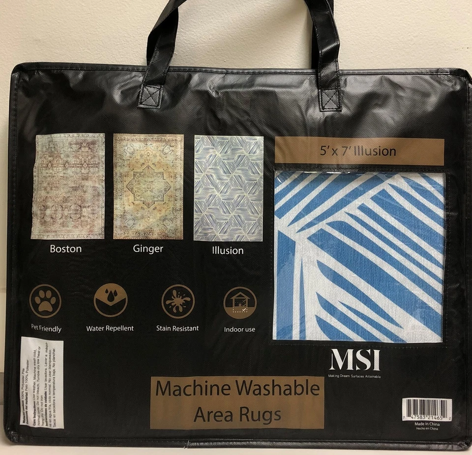 MSI Illusion 60 in. in. Blue Polyester Cotton Geometric Indoor Area Rug