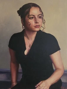 Girl in Black, Original Oil Painting, Contemporary, Portrait, Size 19"x15", 2022 - Picture 1 of 3