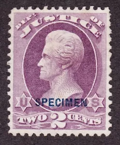 US O26SD 2c Justice Department Specimen VF-XF SCV $55 - Picture 1 of 2