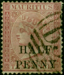 Mauritius 1879 1/2d on 10d Maroon SG77 Fine Used - Picture 1 of 1