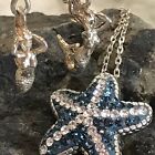 Sea Set Dainty Starfish Necklace 15” Mermaid Earrings 3D .5” Sterling Silver EUC