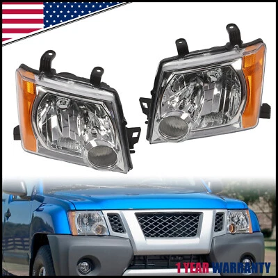 For 2005-2015 Nissan Xterra Chrome Headlights Headlamps Replacement Left+Right - Image 1 of 4