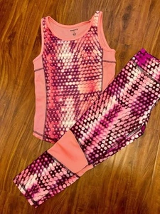 Girls Athletic Set Size Large, Reebok, Tank, Leggings, Pink, School, L, Cute - Picture 1 of 1