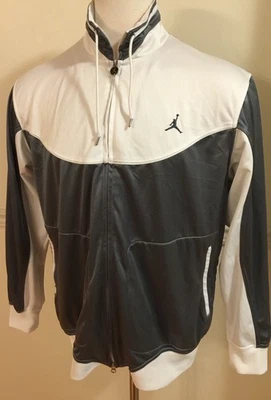 Jordan Nike 395420-100 Chaqueta Hombres Gris Fresco Blanco Cremallera Chaqueta Grande L Retro Foto 1 de 4