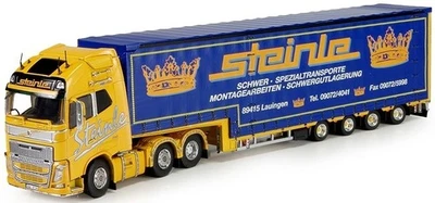TEKNO,VOLVO FH04 Globetrotter XL 6x2 avec semi bachée 4 essieux Steinle, 1/50... - Photo 1/4