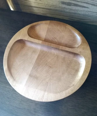 Bandeja de fiesta dividida de madera maciza 2 secciones 12" Foto 1 de 4