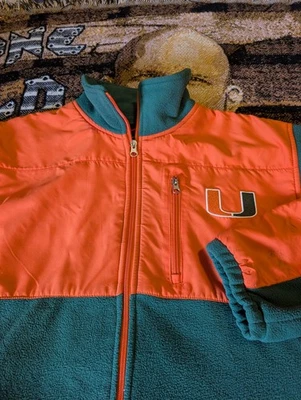 Jaqueta pulôver de lã masculina vintage Miami Hurricanes zíper completo GG - Imagem 1 de 4