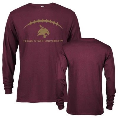 Texas State University Bobcats Football Laces Out Mascot Tee Long Sleeve TShirt - Image 1 of 4