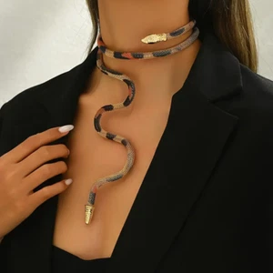 Collar Pulsera Serpiente Ajustable Multicolor Escala Joyería Collar Gótico - Imagen 1 de 5