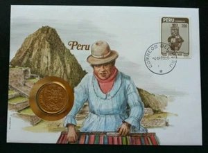 [SJ] Peru Craft Arts Culture 1995 Homemade FDC (coin cover) - Picture 1 of 5