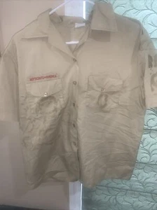 Boy Scout UNIFORM SHIRT Women’s Ladies Blouse Shirt Size 18 Tan Short Sleeve Z82 - Picture 1 of 10