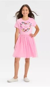 Disney MINNIE MOUSE & FRIENDS NEW♈Girls Printed Mesh skirt/knit Dress size XL - Picture 1 of 5