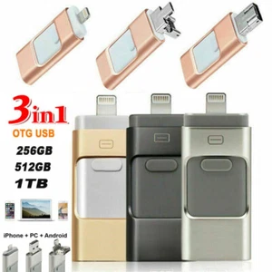 512G 1TB 3 in 1 OTG USB i Flash Drive USB Stick Speicherstick For iPhone Android - Afbeelding 1 van 14
