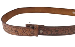 NEU GÜRTEL.COM BS220 BRAUN VOLLNARBIG WESTERN GRAVIERT BEARBEITETER GÜRTEL 38 ohne Schnalle - Bild 1 von 13