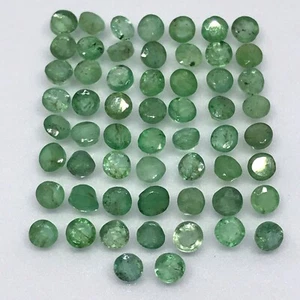 EMERALD 58 Pcs Set 6.65 ct Green Round 2.9 to 3.1 mm Natural Untreated Zambia - Picture 1 of 12
