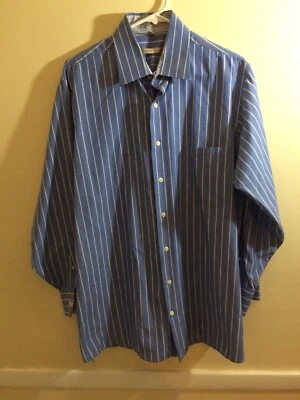 Geoffrey Beene Men's Dress Shirt Size 16 1/2 32/33 Blue Stripes Long Sleeve - Image 1 of 4