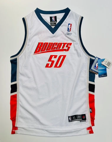 New w/Tags Reebok Emeka Okafor #50 Charlotte Bobcats NBA Youth XL +2 Sewn Jersey Cover