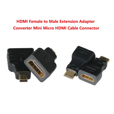HDMI Female to Male Extension Adapter Converter Mini Micro HDMI Cable Connector - Image 1 of 4