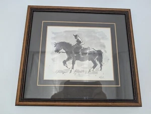 KYFFIN WILLIAMS PRINT ON CARD SKETCH OF PATAGONIAN HORSEMAN BY WELSH FRAMER - Picture 1 of 23