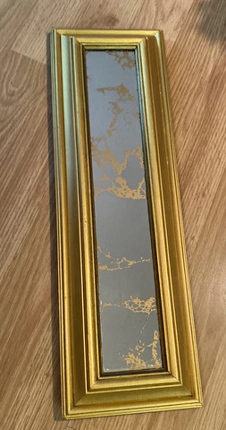 Vtg Gold Vein Mirrored Wall frame gold trim wood 19”x 6.5 MCM Hollywood Regency Cover