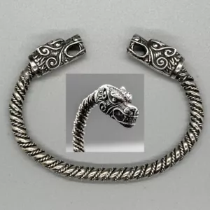 Keltischer Wolfskopf 925 Silber Torc Armreif Biker Wikinger Eid Ring mjolnir heidnisch - Bild 1 von 5