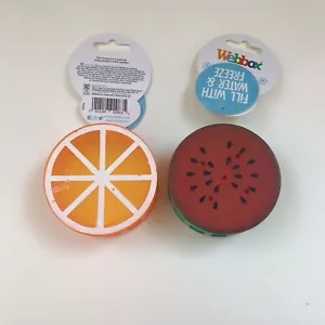 Dog Cooling Toy Webbox Summer Fruit x2 Orange/Watermelon Fill With Water Freeze - Picture 1 of 17