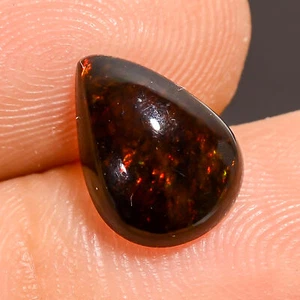 01.55 Cts. Natural Mind Blowing Black Ethiopian Opal Pear 10X7X4 MM Cab Gemstone - Picture 1 of 3