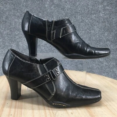Aerosoles Boots Womens 11M Ankle Bootie Black Faux Leather Square Toe Cone Heels - Image 1 of 4