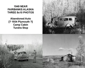 1949 Fairbanks Alaska 3 8x10 photos Abandoned Car Cabin Tundra man cave bar art - Picture 1 of 4
