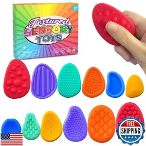 Sensory Stone Fidget Toys for Autism -12 Pack Textured Soft Worry Stones, Str - Picture 1 of 5