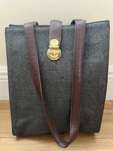 Ralph Lauren Small Traveler Vintage Wool & Leather Tote Bag Carry All Gray RLL - Bild 1 von 8