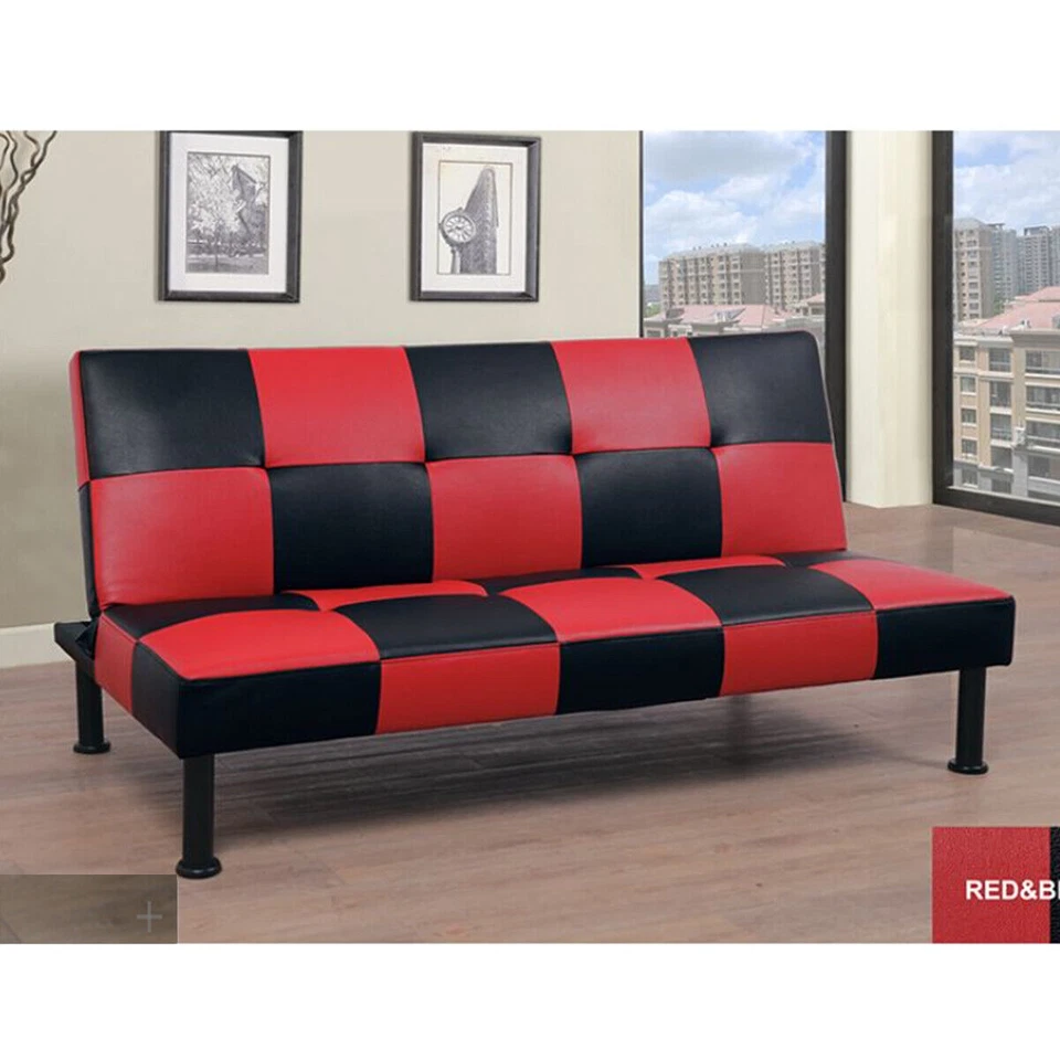 Modern Faux Leather Living Room Sofabed Foldable Futon Couch Sleeper Sofa Bed US - Image 1 of 1