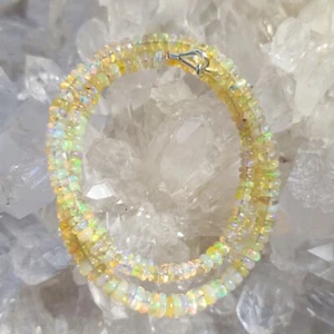 Welo Opal Heilstein Rondell Kette 925 Sterlingsilber Handarbeit Rarität K656 - Bild 1 von 8