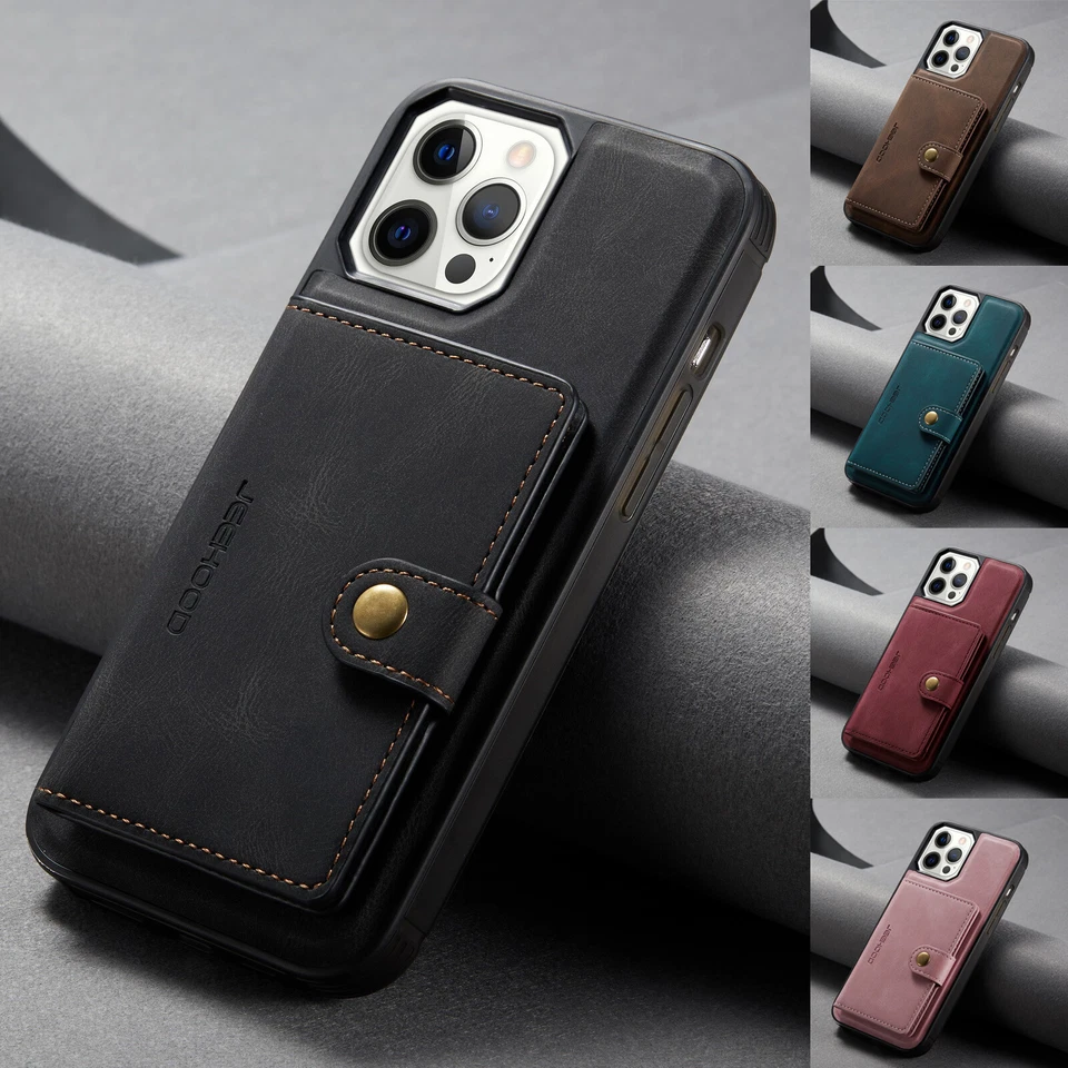For iPhone 16 Pro Max 15 14 13 12 11 XR Removable Leather Wallet Magnetic Case - Image 1 of 1