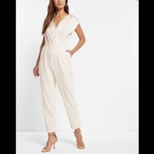 Express Satin Faux Wickel Mieder Jumpsuit S - Bild 1 von 7
