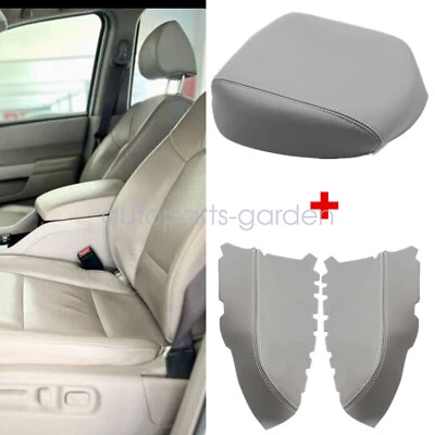 Consola central puerta delantera reposabrazos cubierta de cuero gris para Honda Pilot 2009-2013 Foto 1 de 4