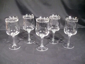 Lenox Moonspun Water Goblets Platinum Trim Set of 5 - Picture 1 of 12
