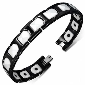 13mm Bracelet Magnetic Link Ceramic Black and White Panther - Picture 1 of 1