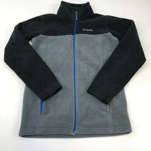 Columbia Fleece Jacket Junior L Gray Black Full Zip Up Stand Up Neck Insulated - Picture 1 of 8