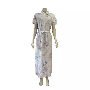 Trish Scully Midi Dress Size 4 Cottagecore Button Up Collar Linen Blend Country - Picture 1 of 12