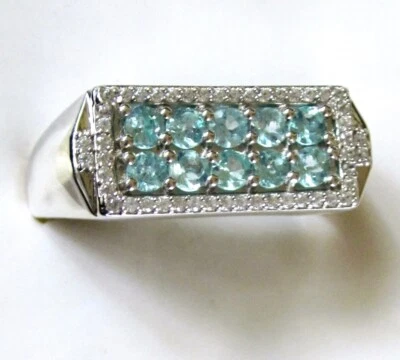 Anillo de apatita paraiba de Madagascar / tamaño 12 / plata de ley 925 / 1,7 quilates 9,4 g Foto 1 de 4