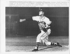 Años 50/1960 Lew Burdette Milwaukee Braves No-Hits No-Spit Serie Mundial 5 Fotos - Imagen 1 de 15
