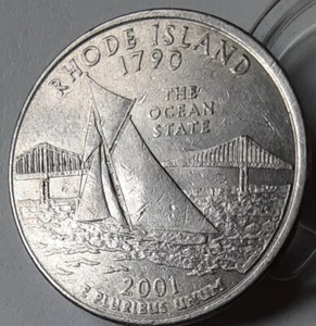 2001p "Rhode Island" State Quarter Misaligned Die Error - Picture 1 of 3