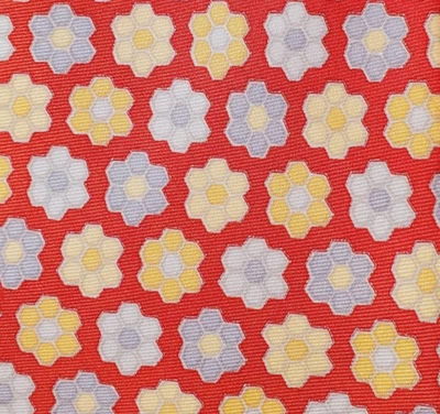 STEFANO RICCI ~ 男式丝绸领带 ~ 樱桃红色带蓝色和橙色 ~ 花朵 ~ 59 — 第 1/4 张图片