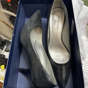 Womens AK Anne Klein iflex AK7 CAKE WALK Black Leather Heels Size 8 1/2 M - Picture 1 of 13